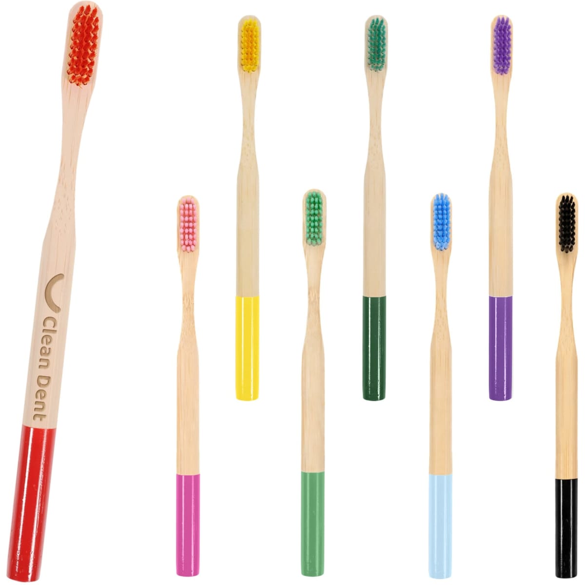 Large Round Handle Colorful Bamboo Toothbrush