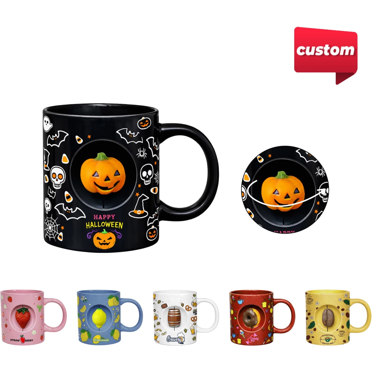 Ceramic Coffee Mug with Custom Spinner Toy