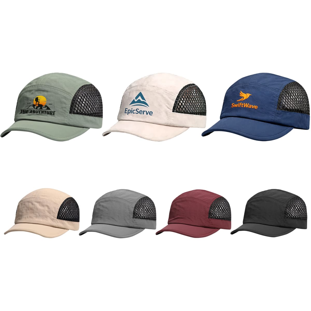 5 Panel Short Brimmed Mesh Running Cap