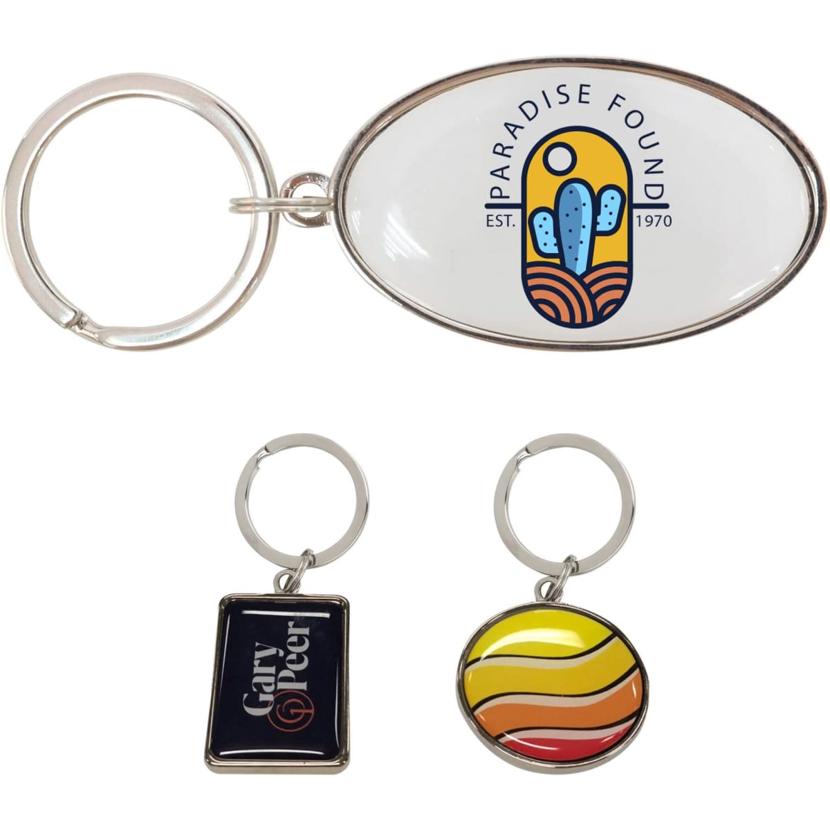Custom Shaped Metal Epoxy Domed Keyring