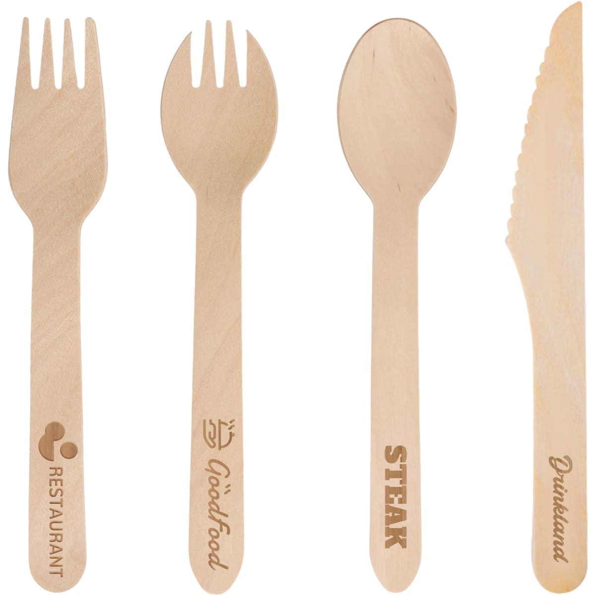 Pack of 100 Per Pack Disposable Wooden Cutlery – (Forks /Spoons/Knives/2 in 1 Spoon and fork)-(Big)