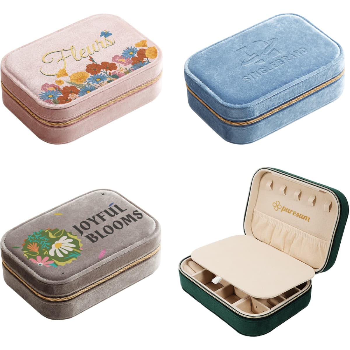 Velvet Jewellery Box with Compartment