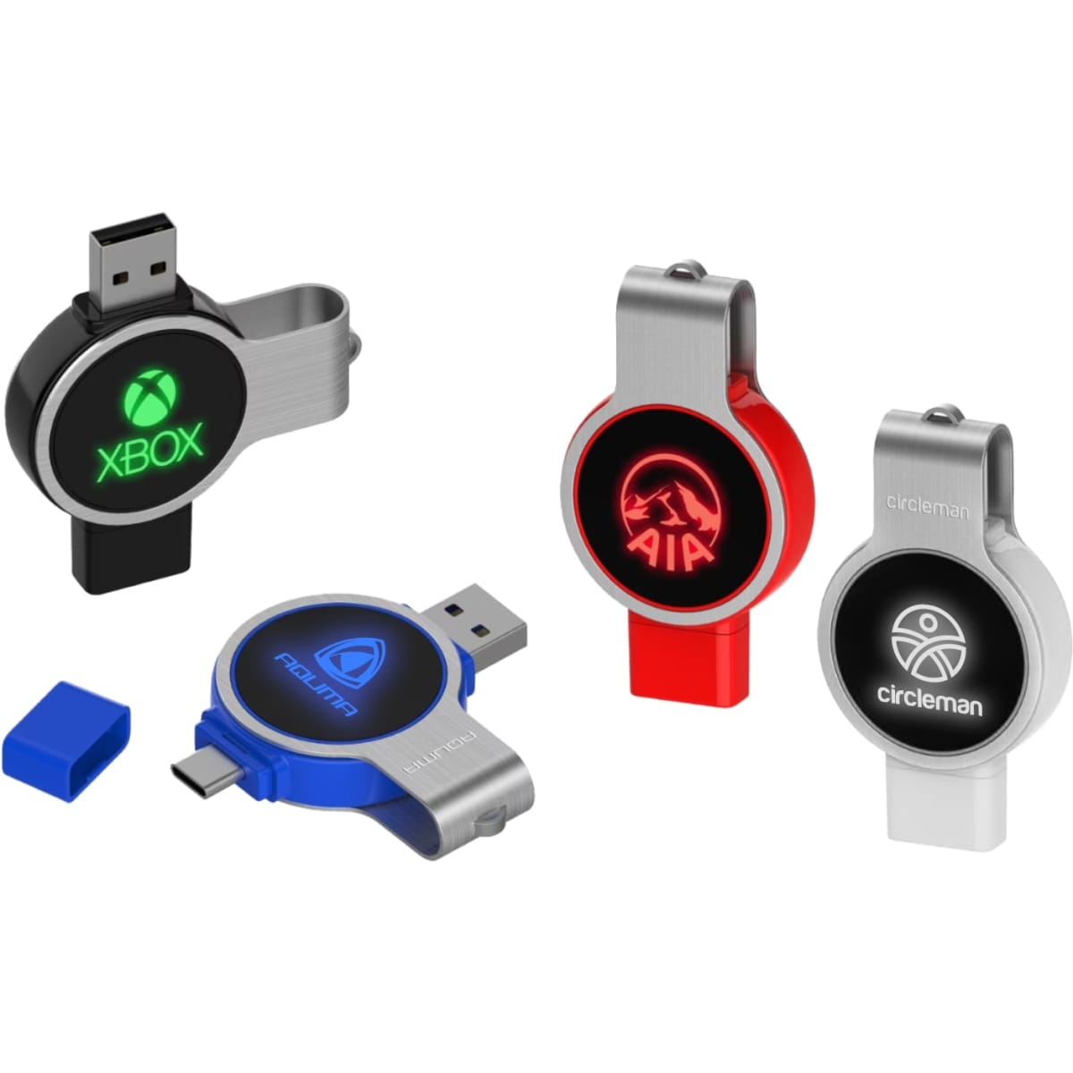 Double Ended Swivel Lighting Logo Flash Drive