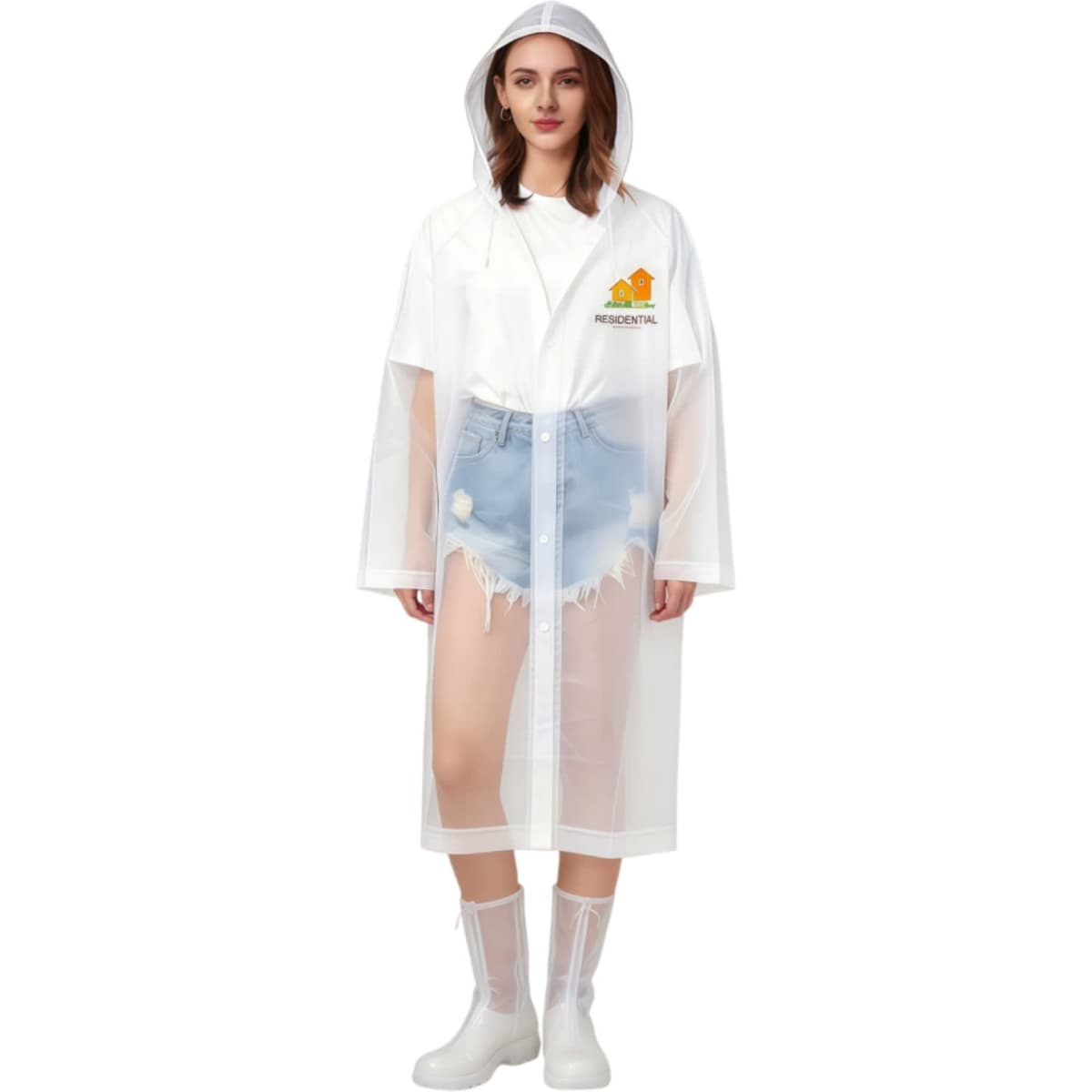 Reusable Adult EVA Digital Print Raincoat