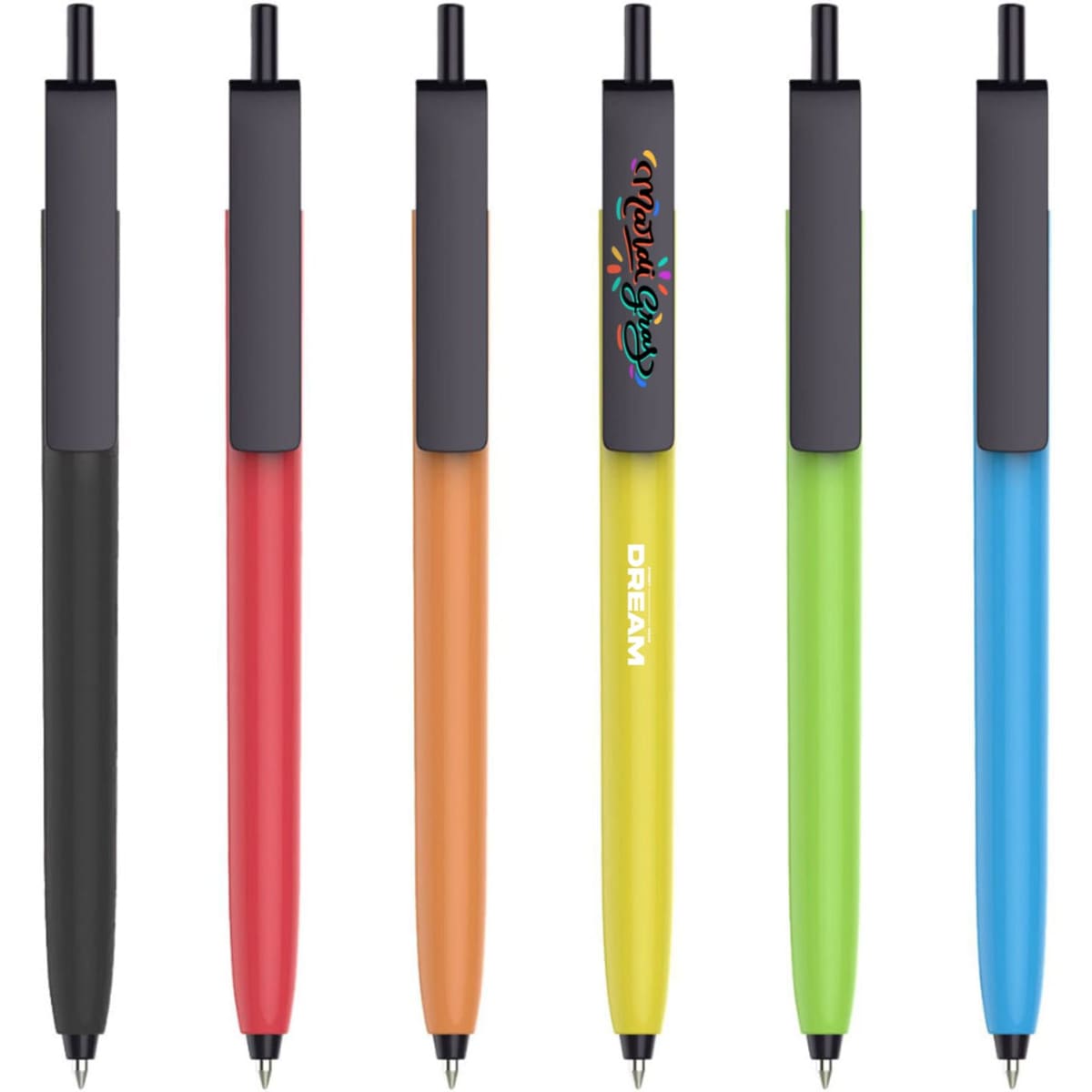 Push Button Pen – Colour Barrel with Black Cap