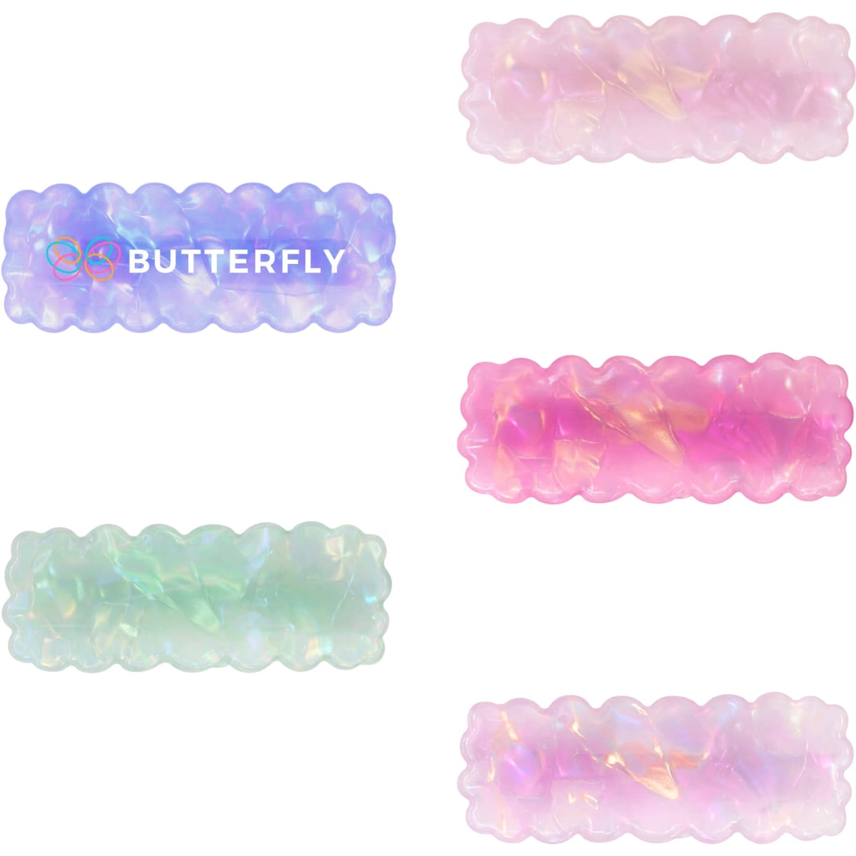 Wavy Rectangle Iridescent Hair Clip