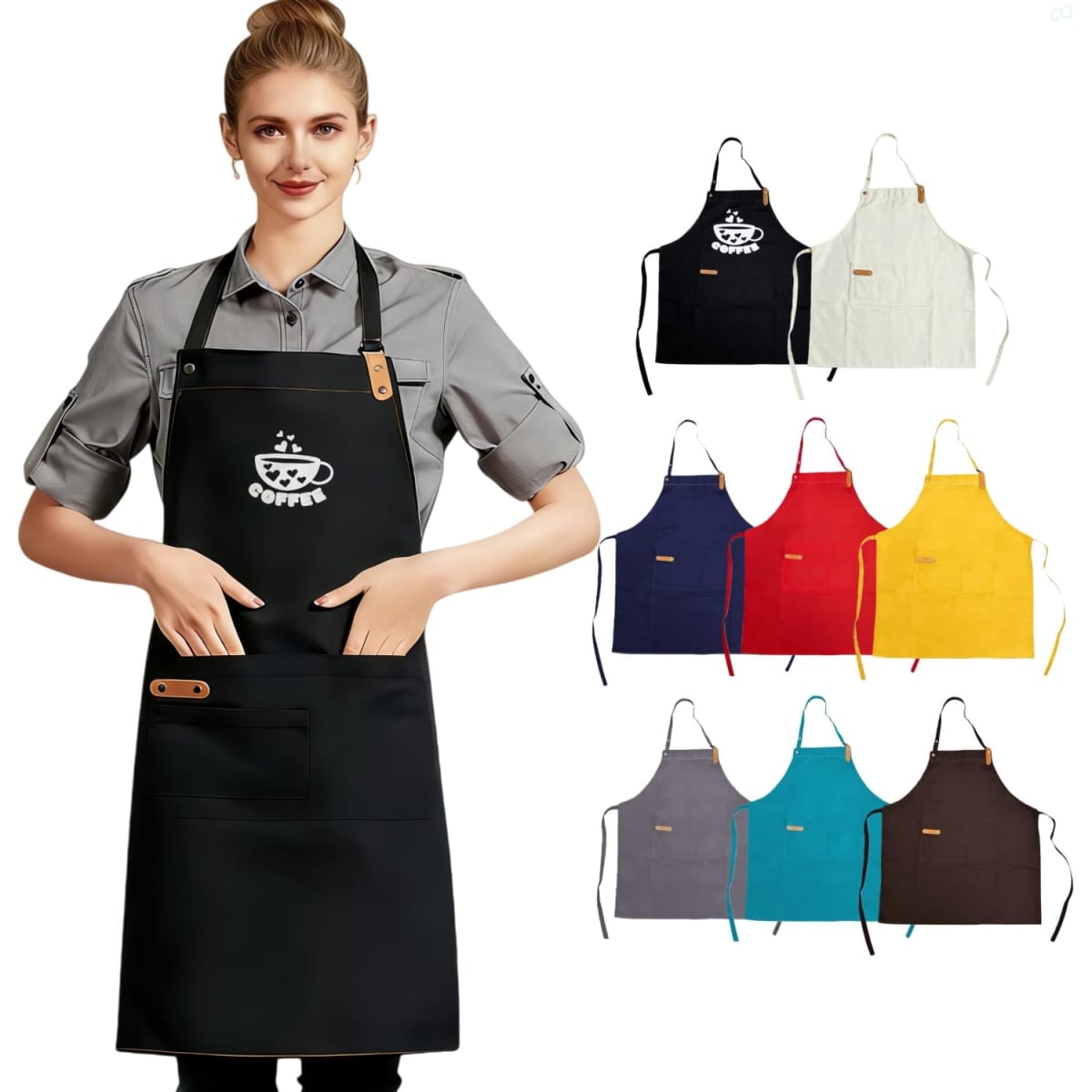 Poly-Cotton Canvas Full Bib Apron With Neck Strap