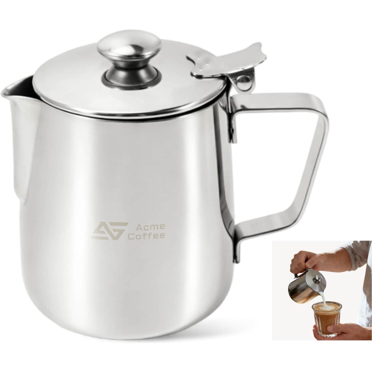 Stainless Steel Milk Frothing Pitcher with Lid