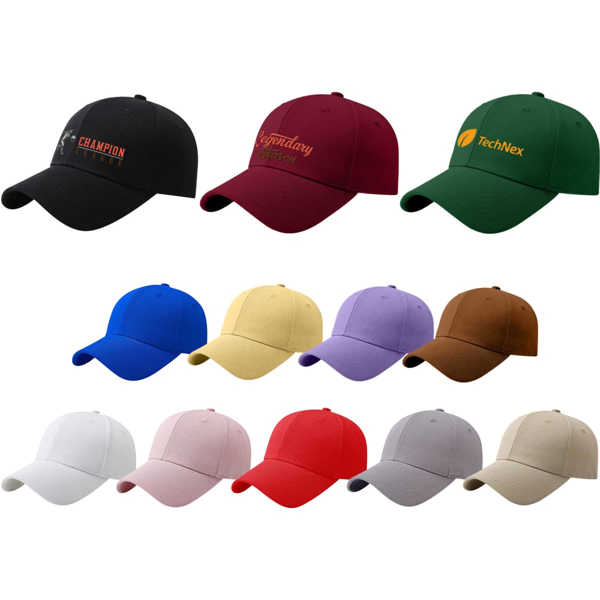 6 Panel Cotton Hard Top Pure Baseball Cap