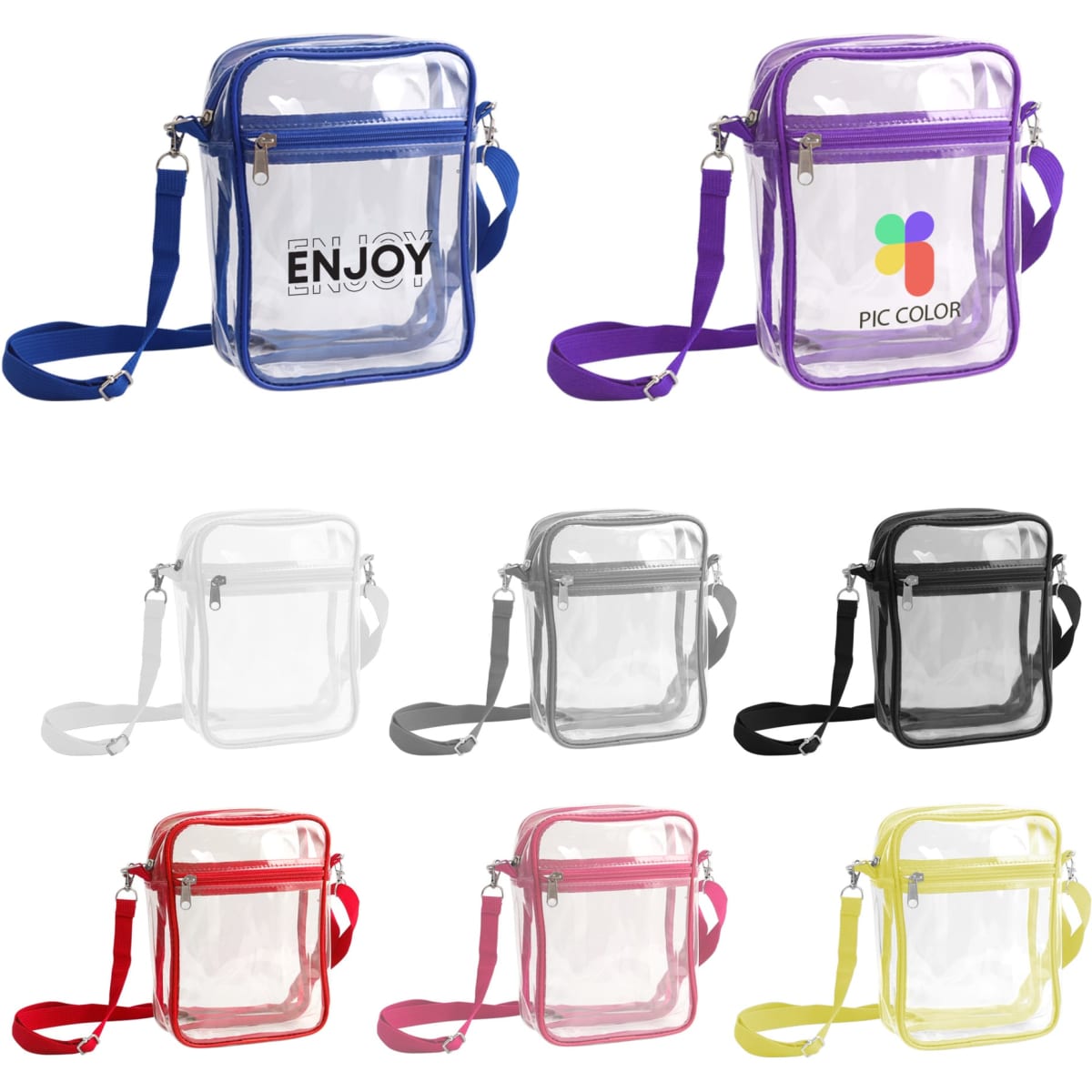 Clear Tote Bag with Zipper Closure Crossbody