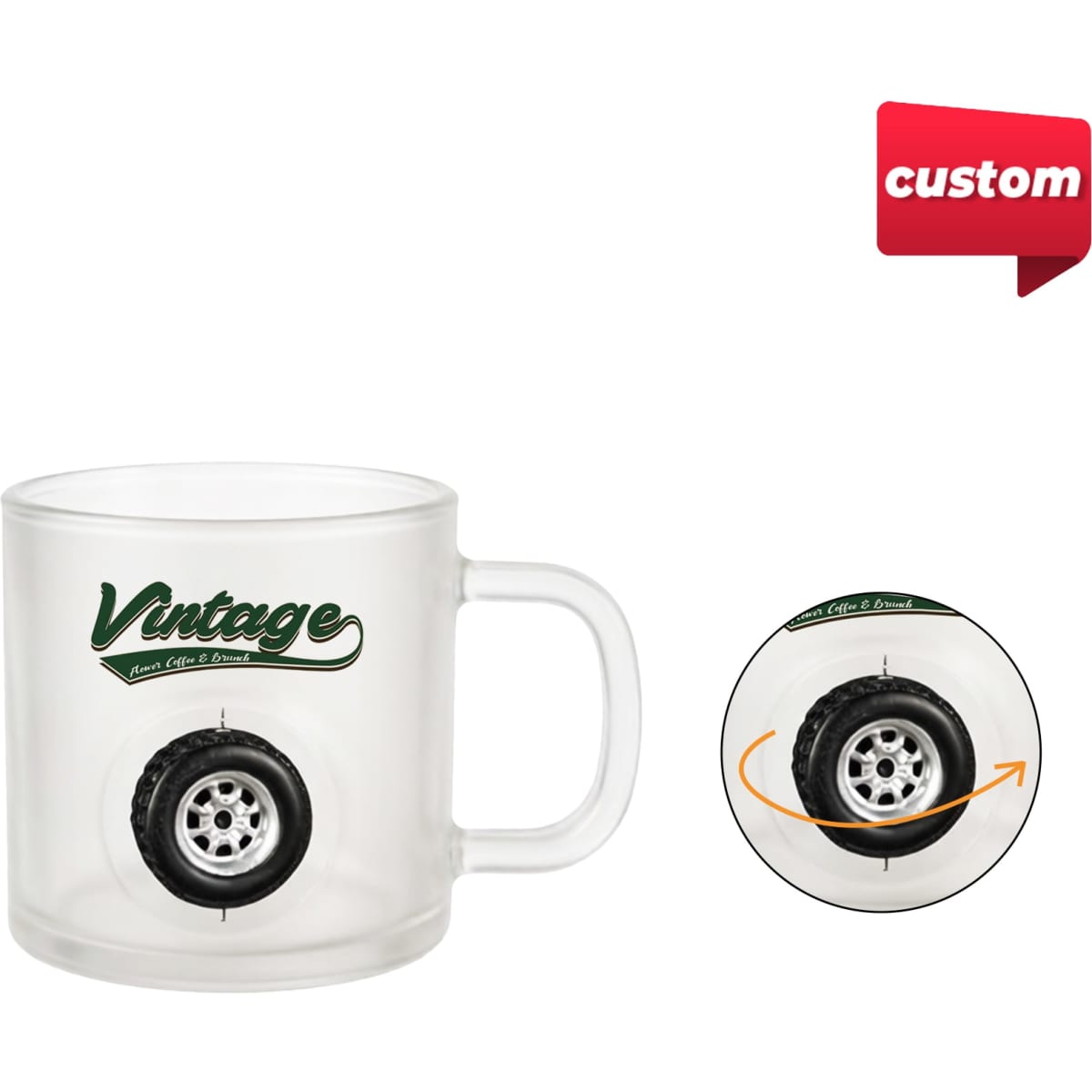 Frosted Glass Mug with Custom Spinner Toy