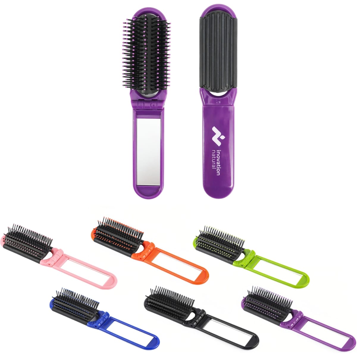 Folding Hair Brush With Mirror