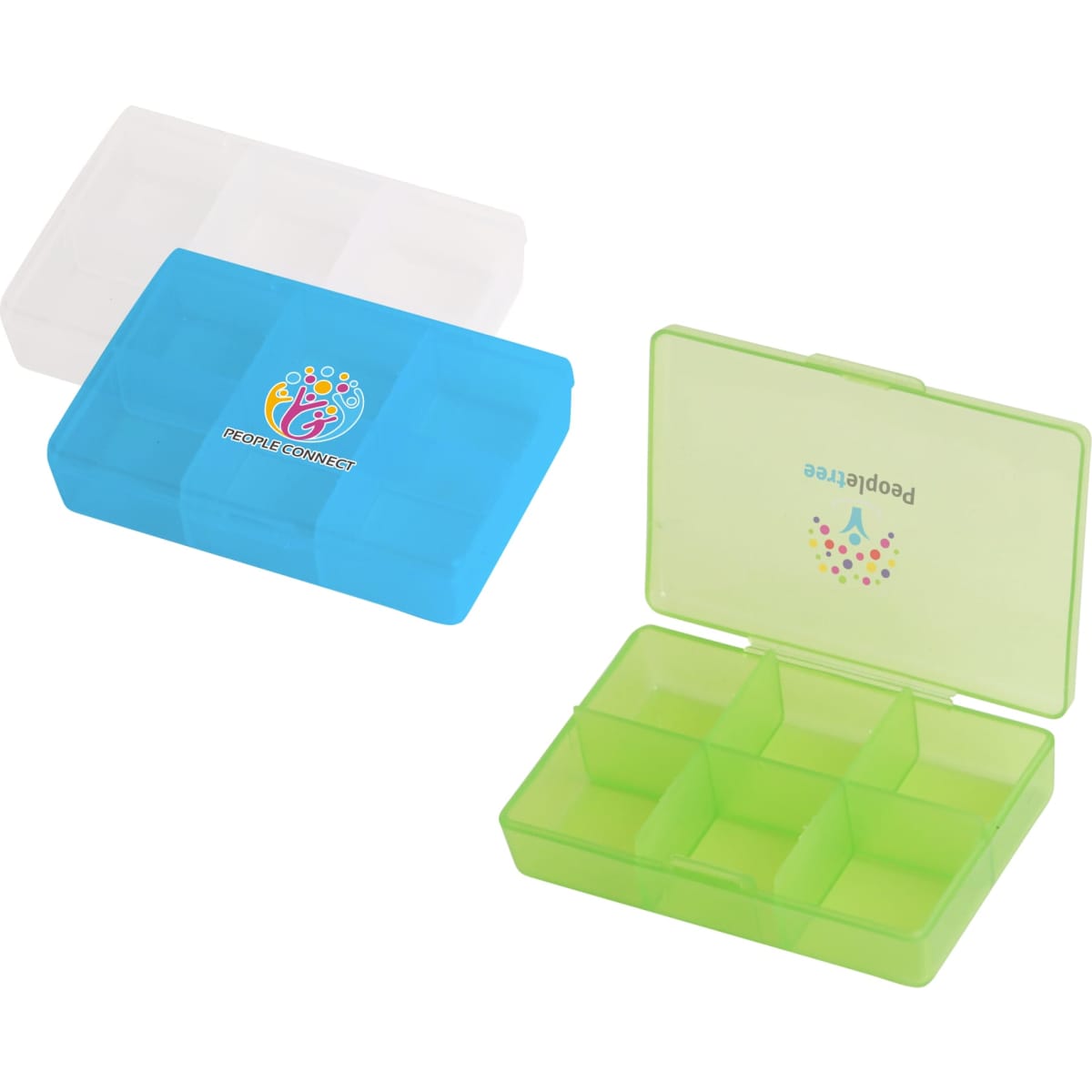 Square Six Compartment Pill Box