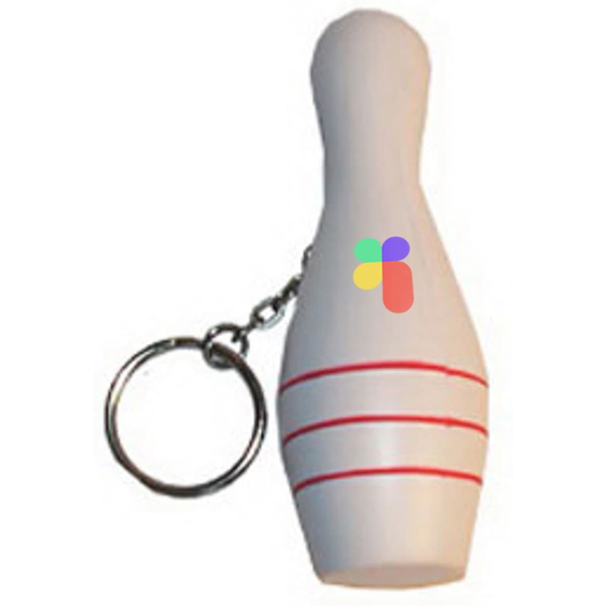 Keyring with Bowling Pin Stress Reliever