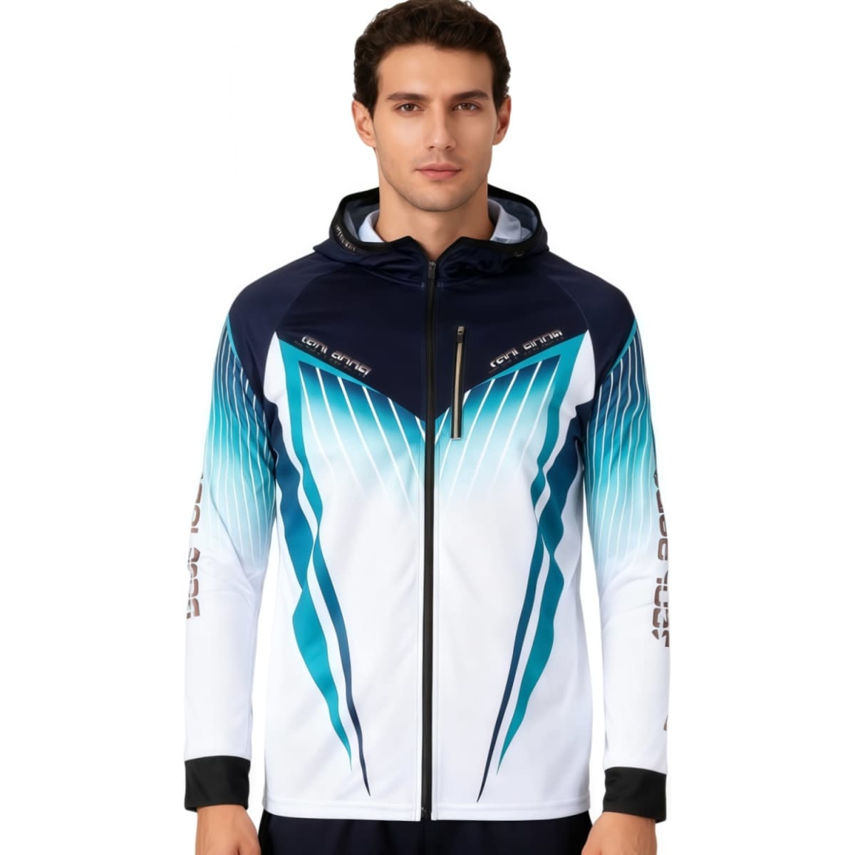 Men’s 100% Polyester Sublimated Fishing Hooded Jacket