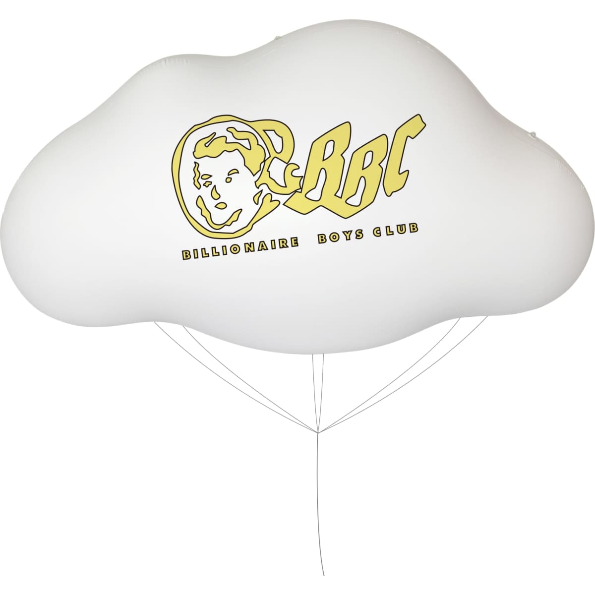 An inflatable white cloud balloon featuring a logo in yellow. Suitable for events and exhibitions.