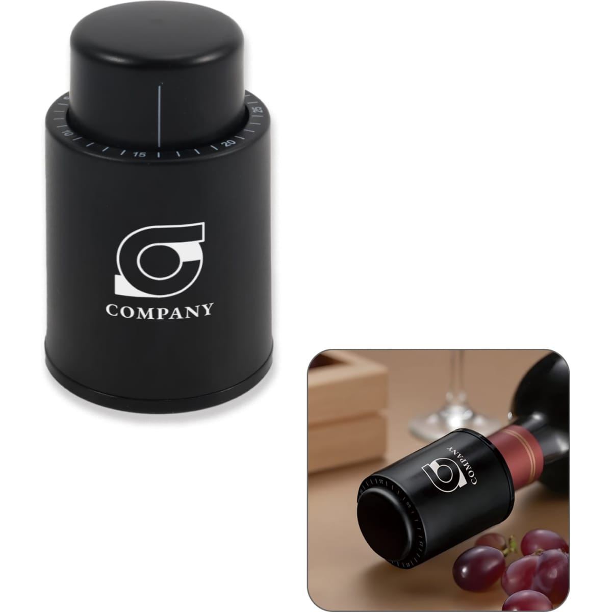 Push Button Wine Stopper with Scale