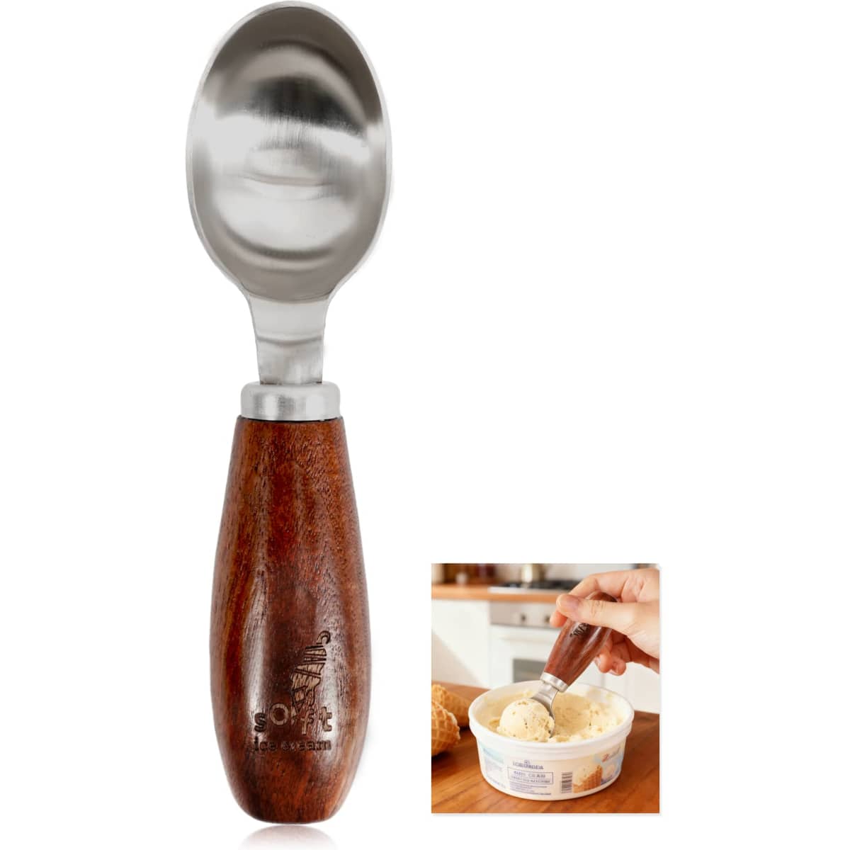Wood Handle Ice Cream Scoop