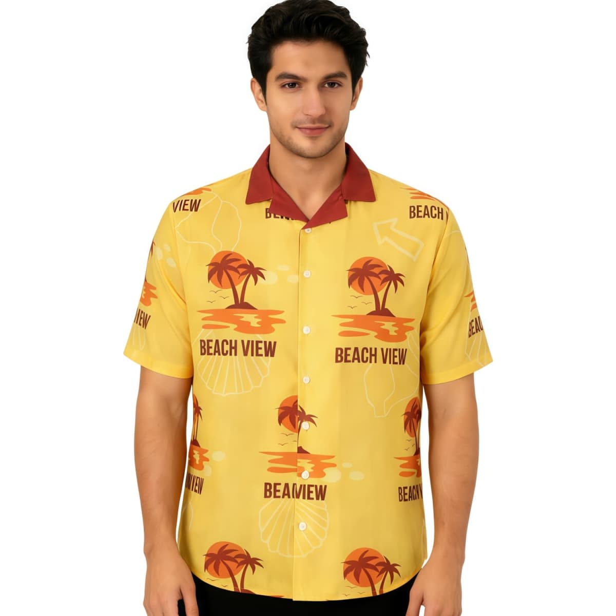 Men’s Sublimated Imitation Cotton Cuban Collar Shirt