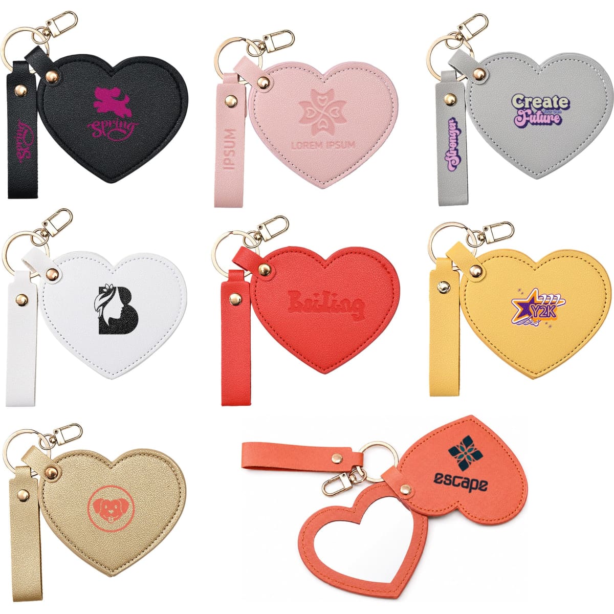 Heart-Shaped Compact Mirror with Keychain