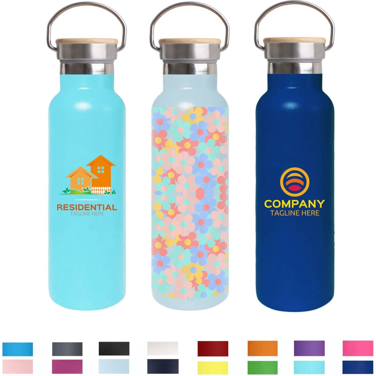 600ml Double Wall Vacuum Bottle with Bamboo Lid