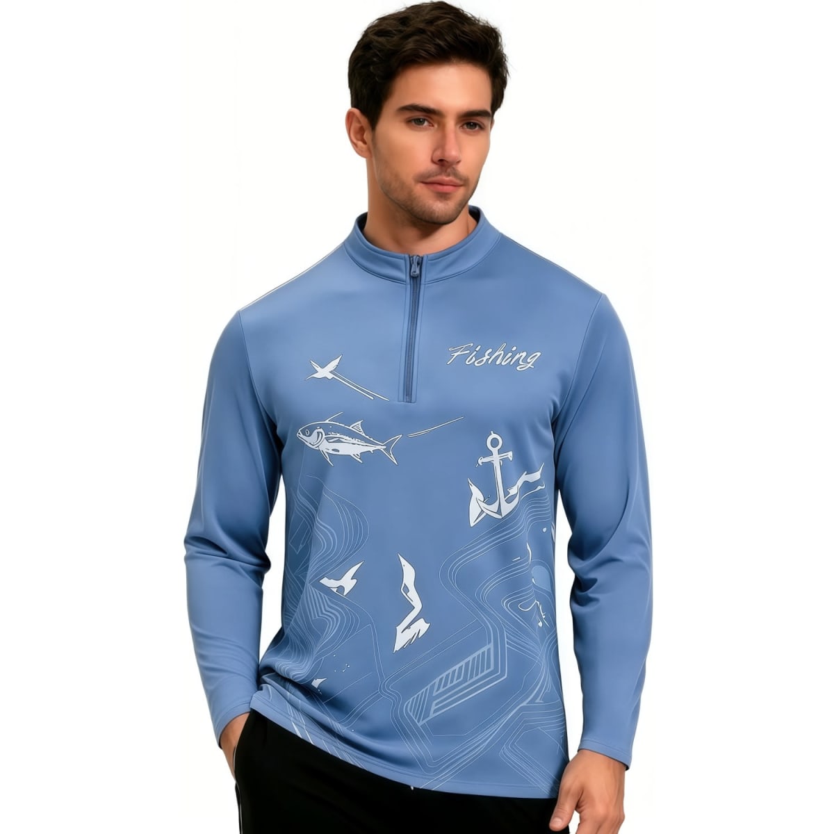 Men’s Polyester Spandex Sublimated 1/4 Zip Fishing Pullover