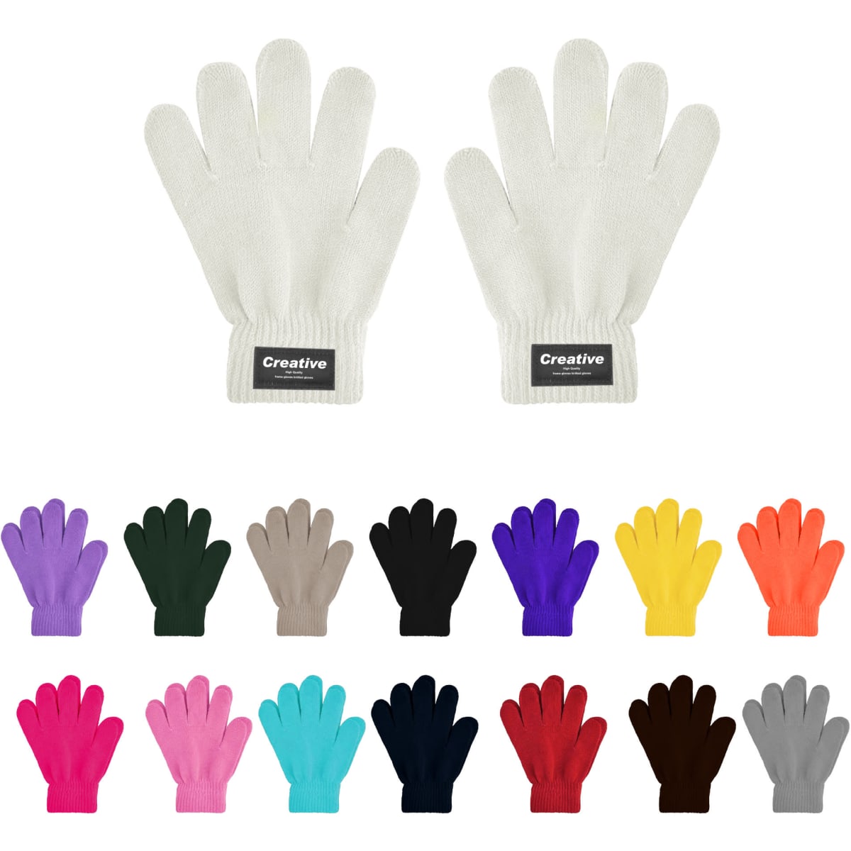 Kids Plain Knitted Gloves with Woven Label