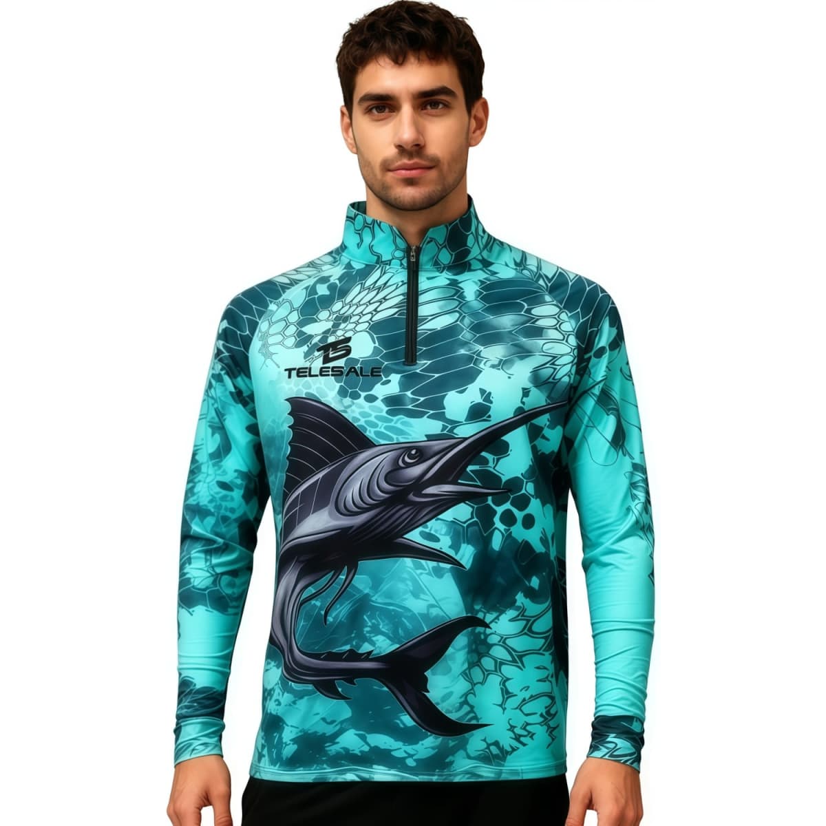 Men’s Polyester Spandex Sublimated 1/4 Zip Fishing Raglan Pullover