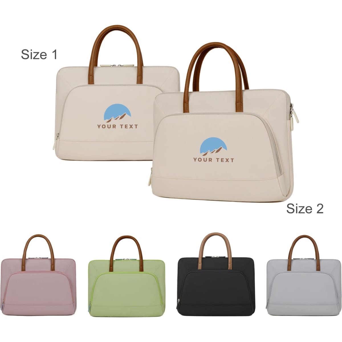 PU Handle Laptop Bag with Zippered Outer Pocket