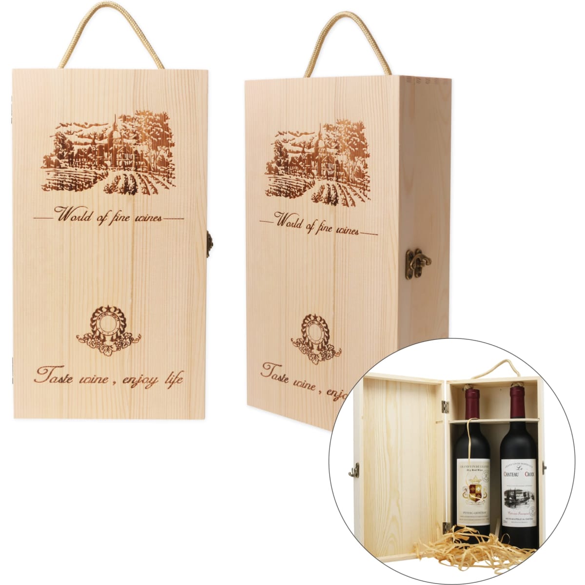 Double Bottle Wooden Wine Box