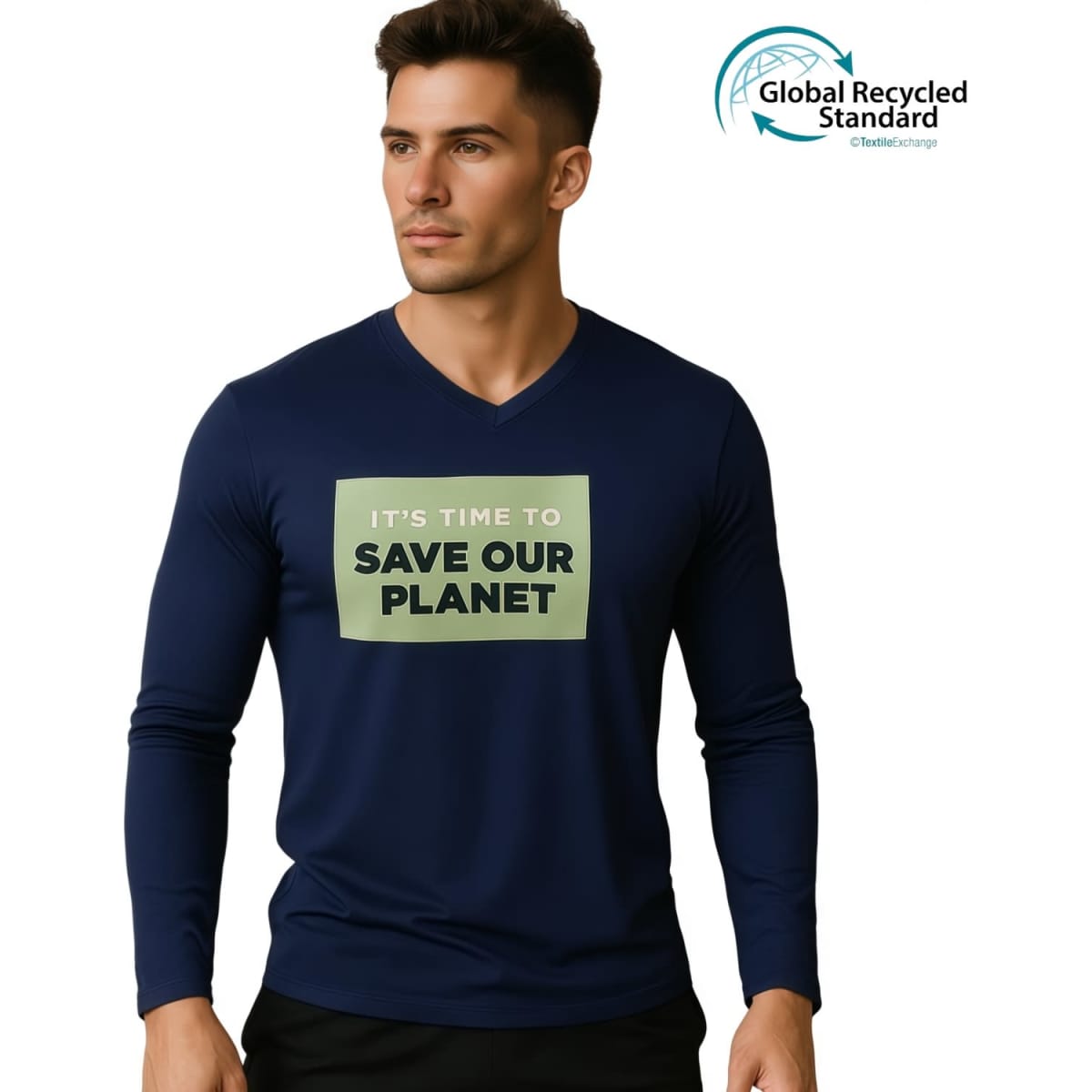 Unisex Adults RPET Milk Silk Sublimated V-Neck Long Sleeves Shirt