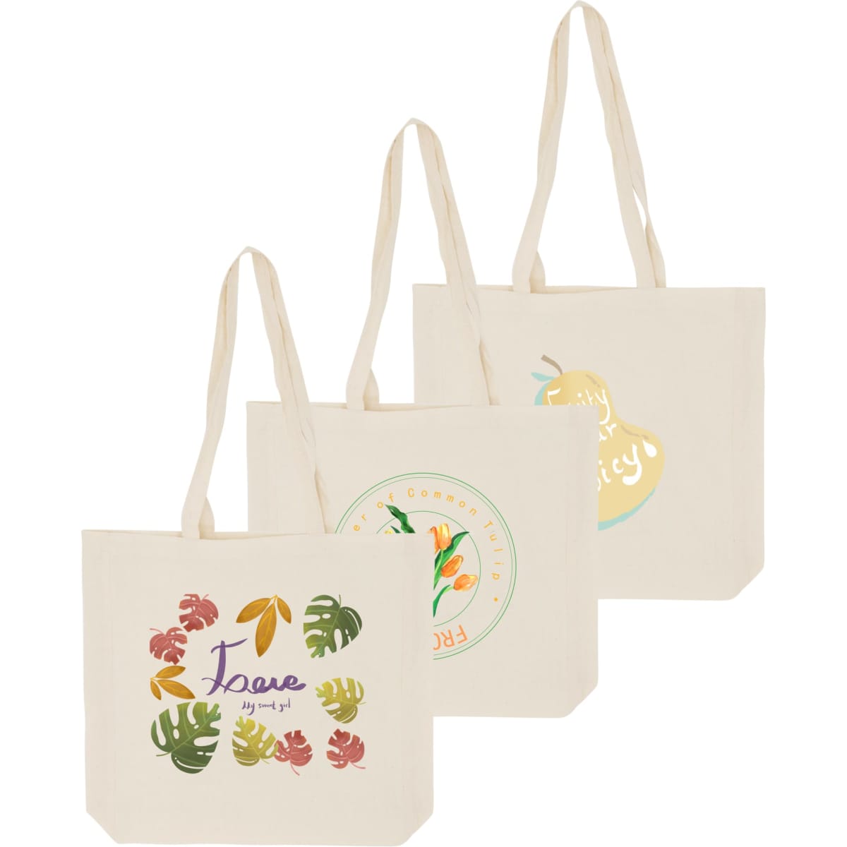 170gsm Long Handle Calico Bag with Gusset