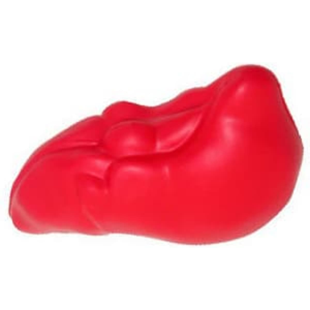 A red liver-shaped stress reliever, resembling a soft, squishy model, perfect for stress relief.