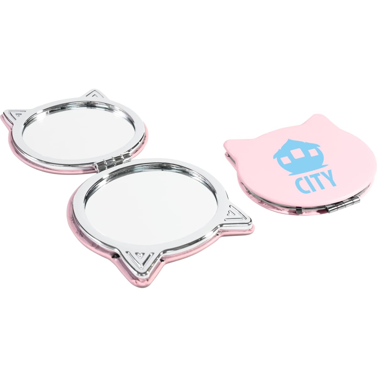 Cat-shaped Compact PU Leather Cosmetic Mirror