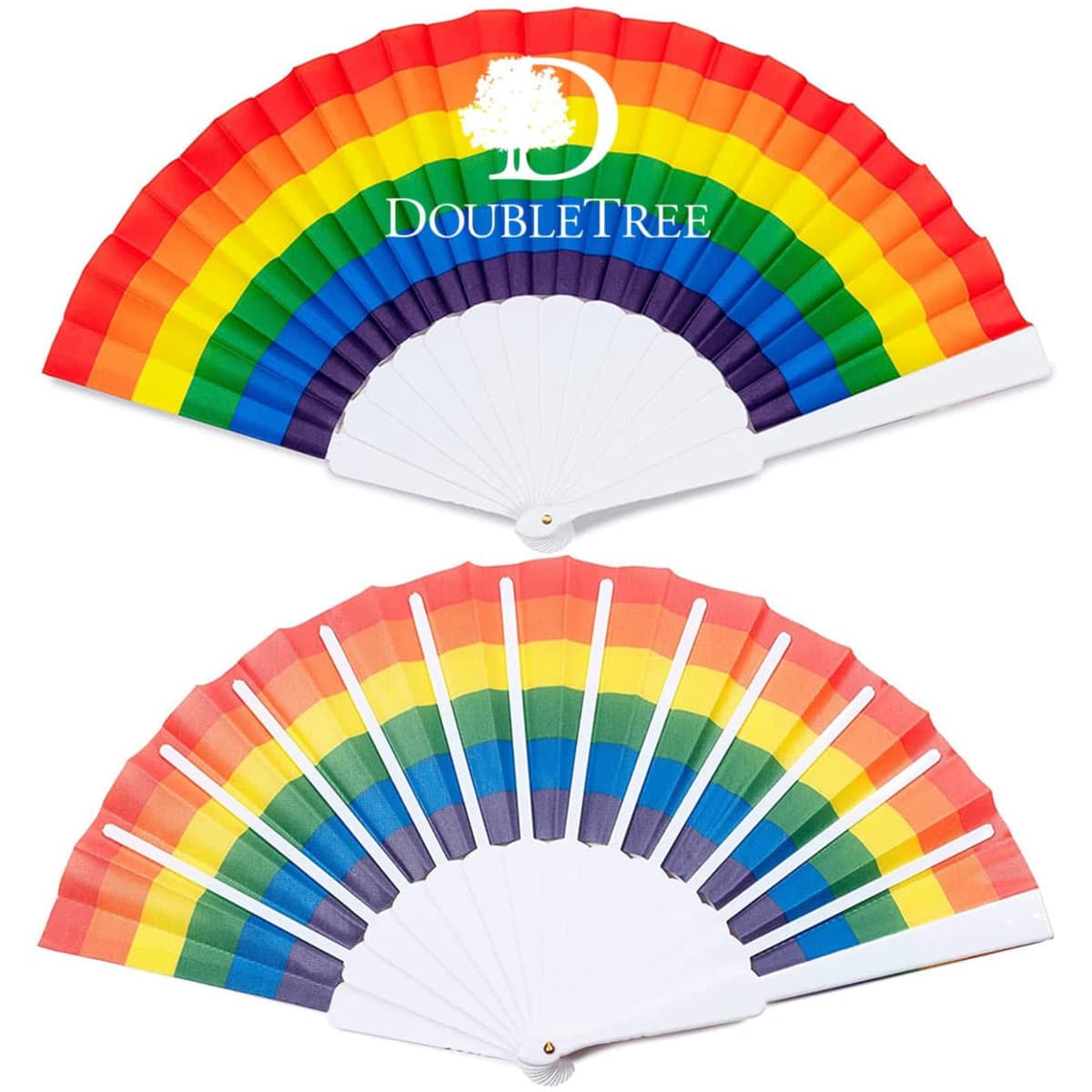 Rainbow Plastic Folding Fan