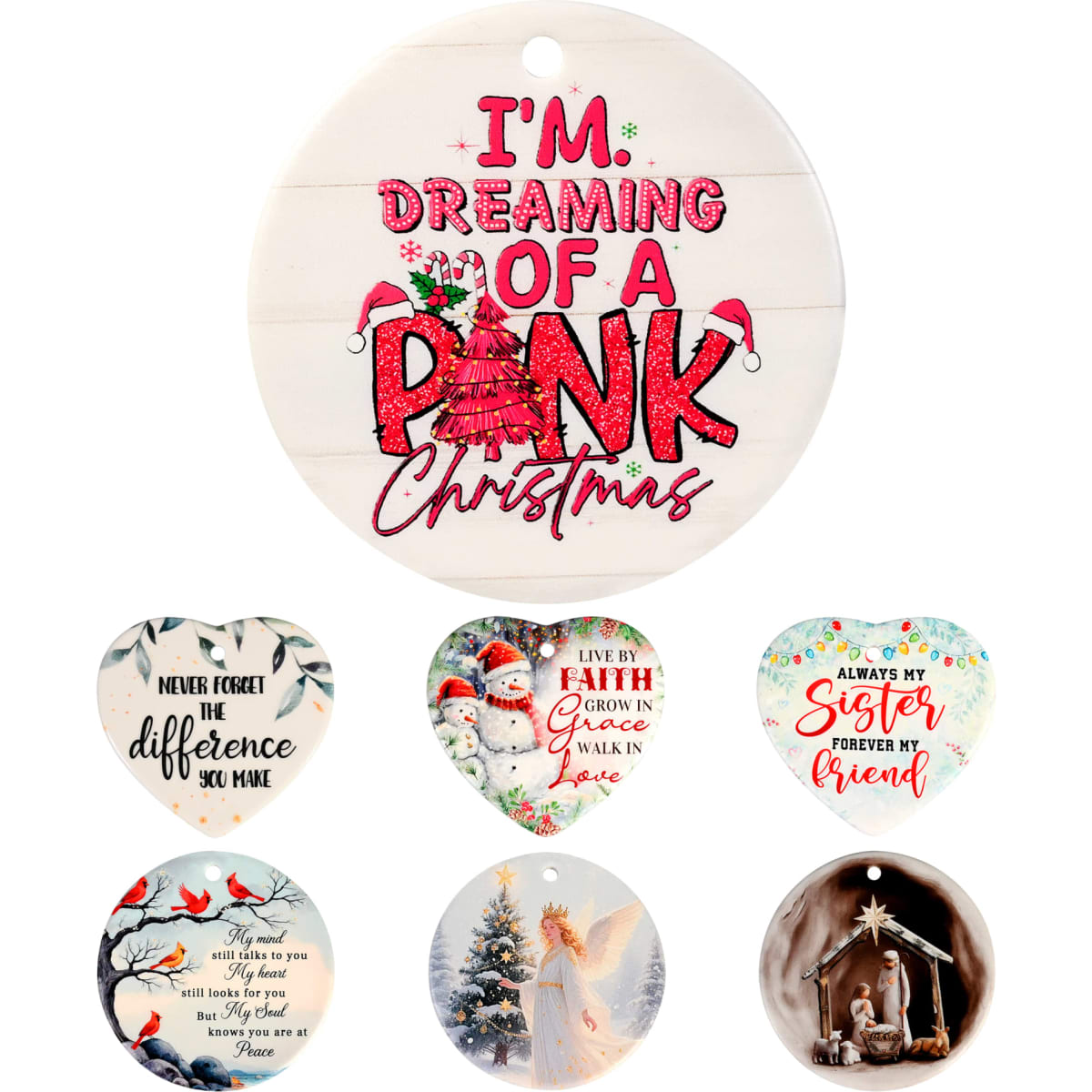 3" Round Ceramic Christmas Ornament