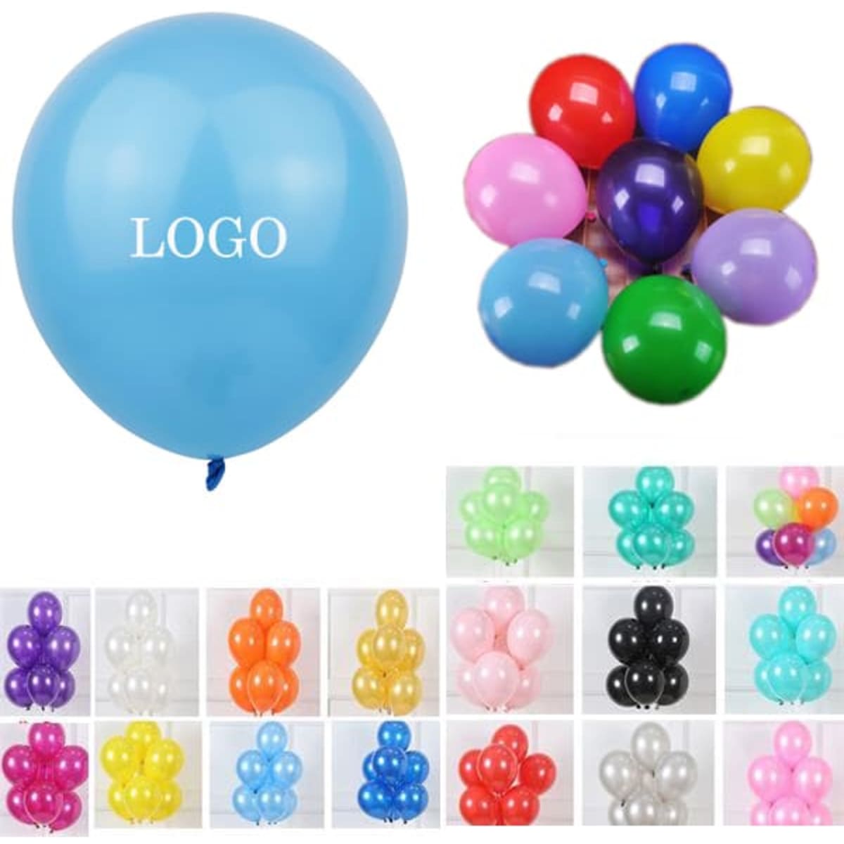 A blue balloon surrounded by multicoloured balloons including red, yellow, green, purple, and pink. The image has a logo.