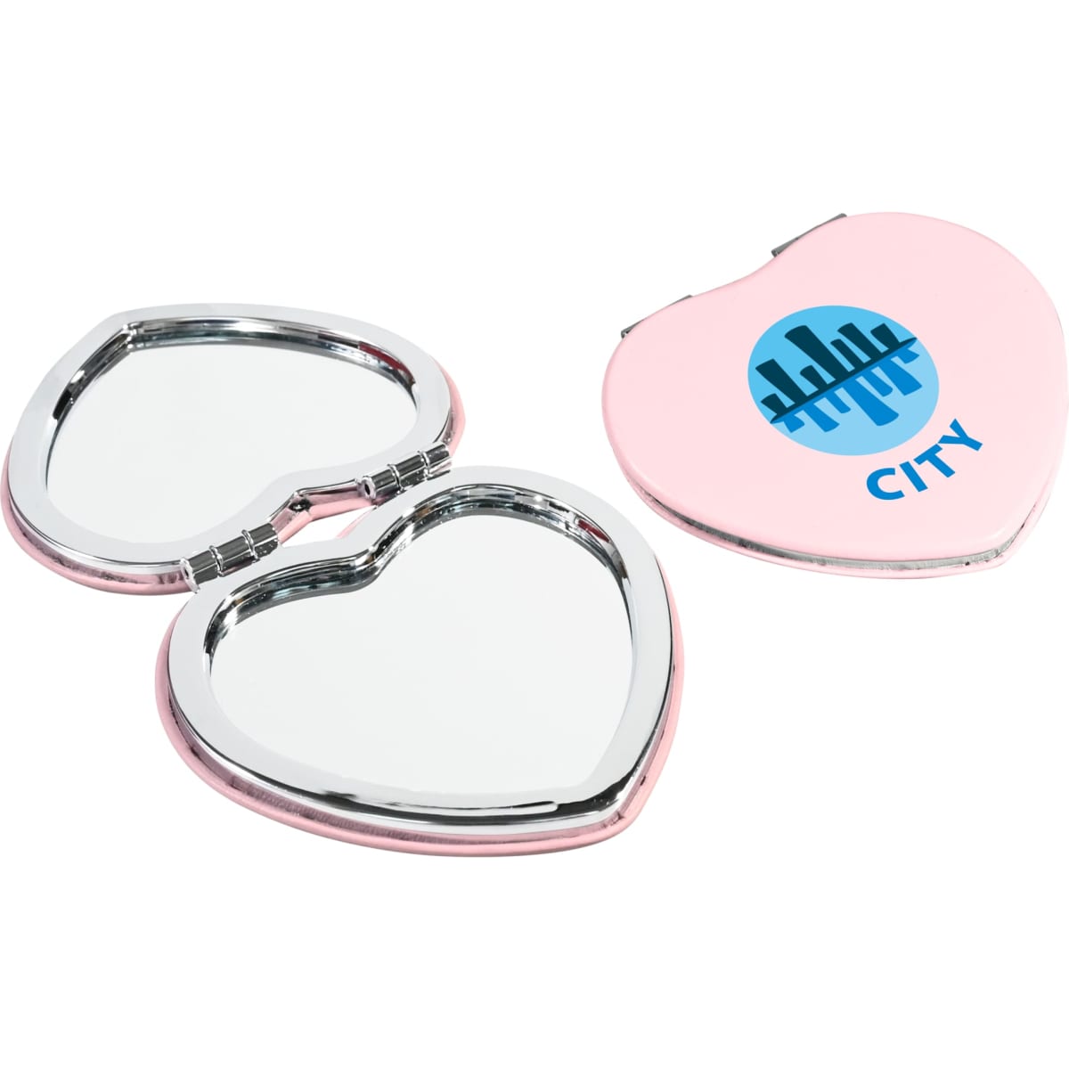 Heart-Shaped Compact PU Leather Cosmetic Mirror