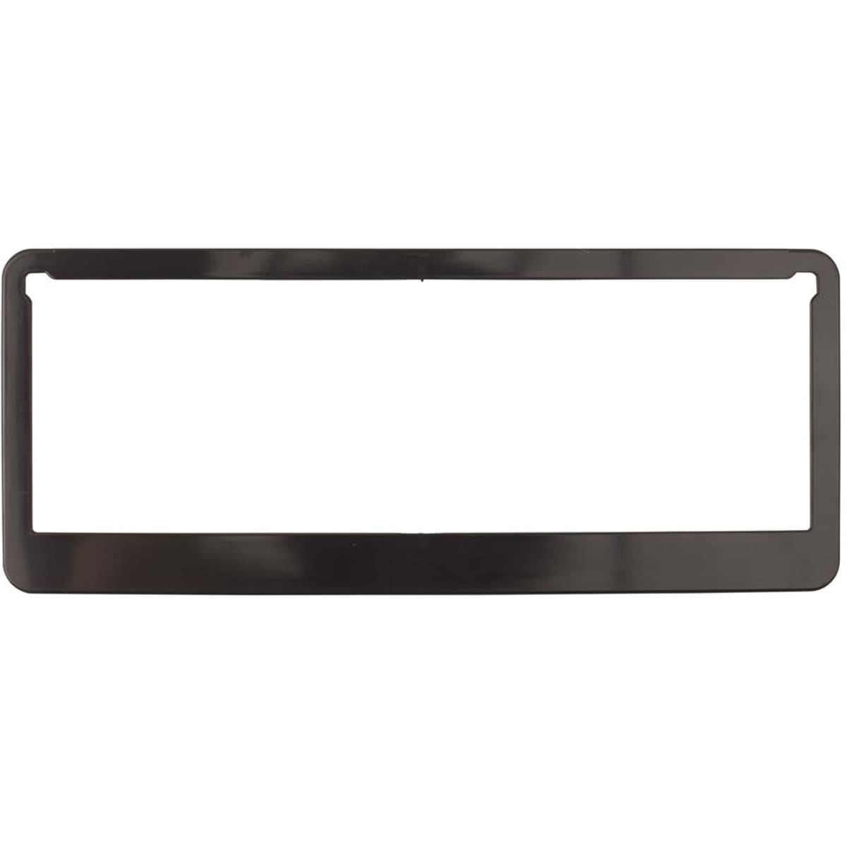 A black rectangular frame with an empty centre, featuring a simple design and smooth edges.