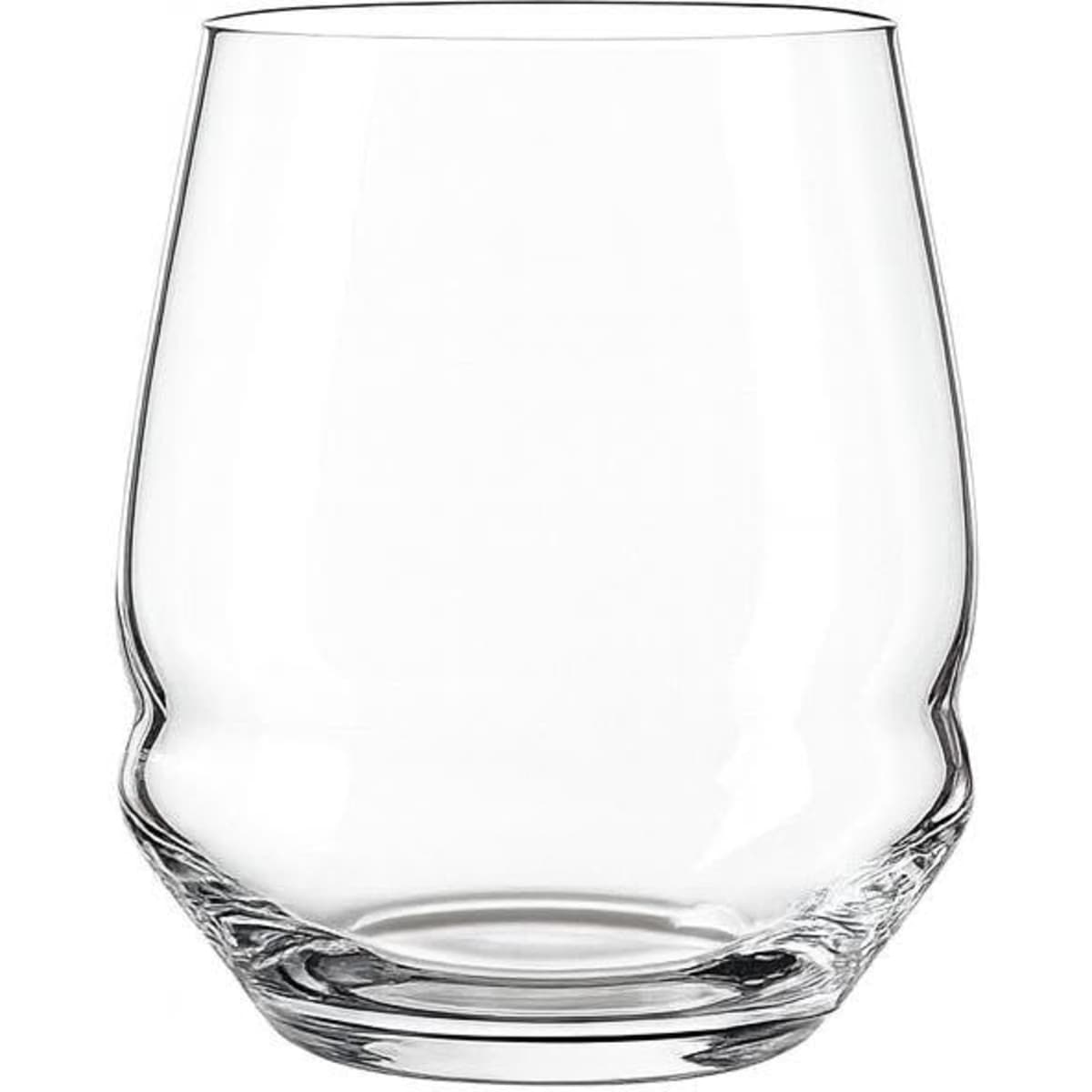 A set of six clear glass double old-fashioned glasses, featuring a curved design. Each glass holds 400ML.