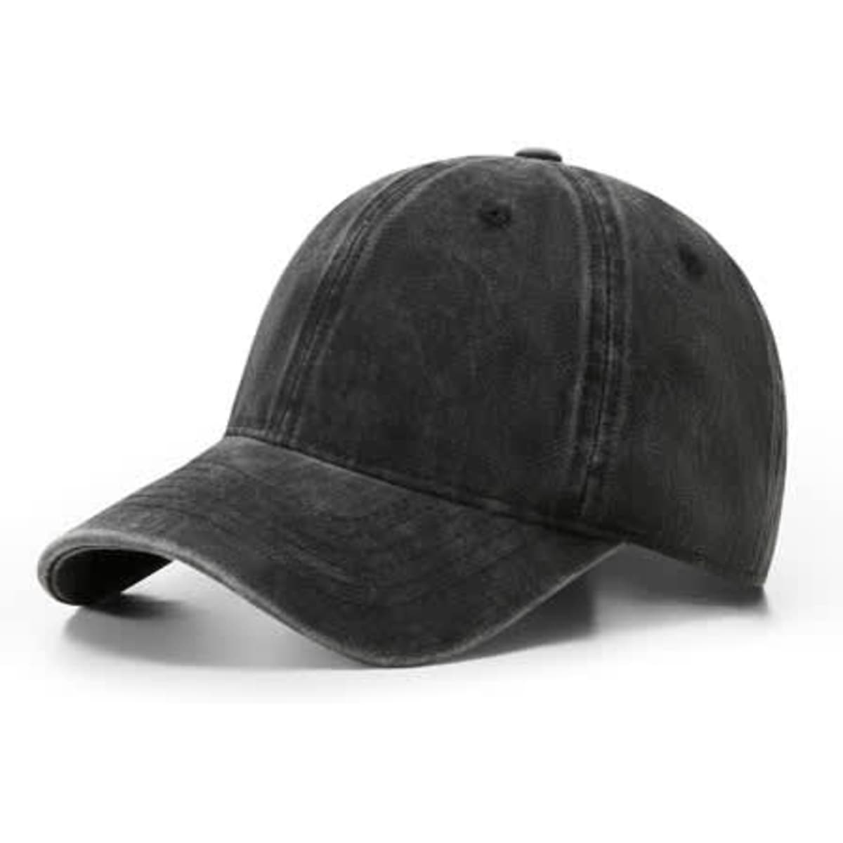 A black unstructured cap made of 280GSM cotton drill, featuring a logo on the front.