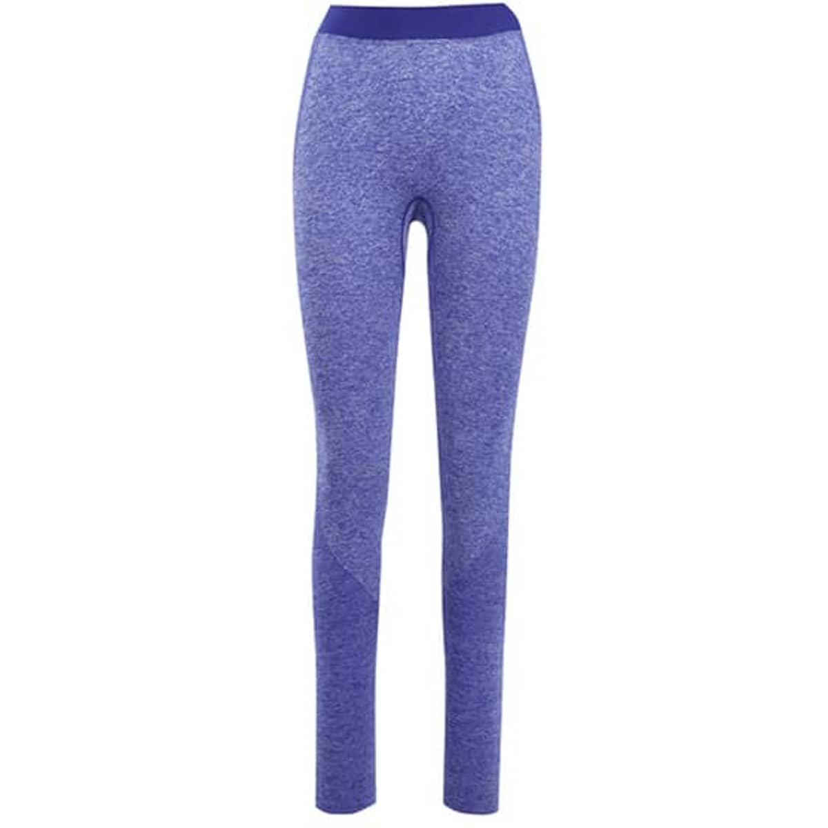 Seamless leggings in a blend of blue hues, featuring a stylish design and a waistband. Includes a logo.
