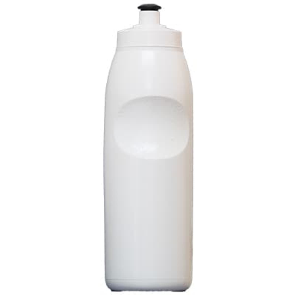 A drink bottle in white, featuring a spout and a logo. The bottle has a 750ml capacity.