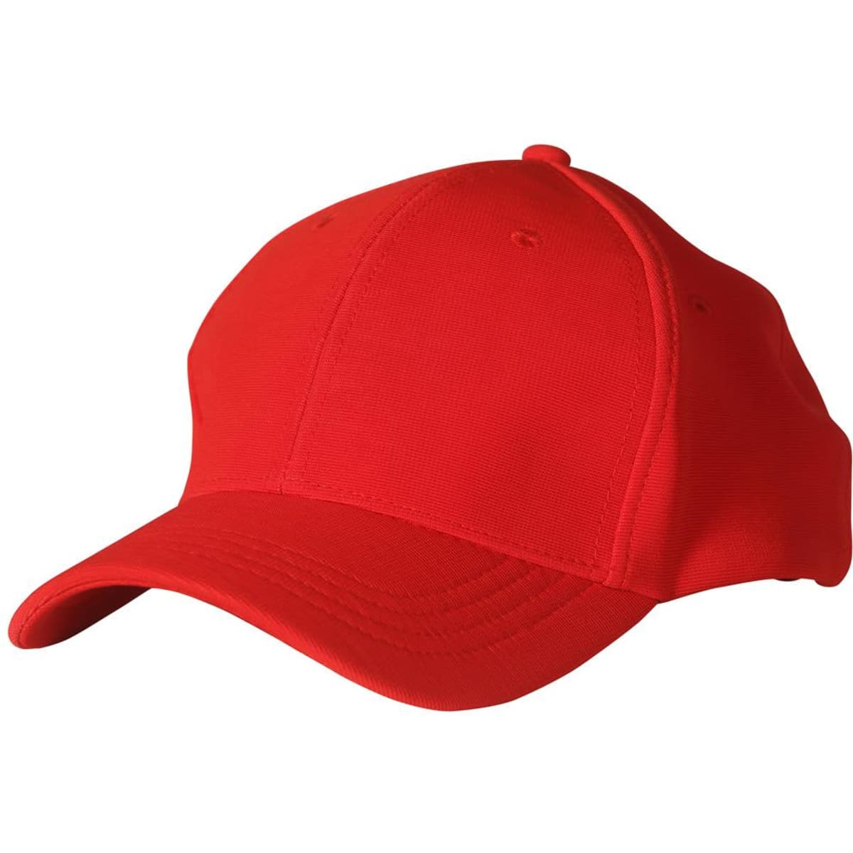 A red Ottoman cap with a curved brim and six-panel design. It features stitching details and a logo.
