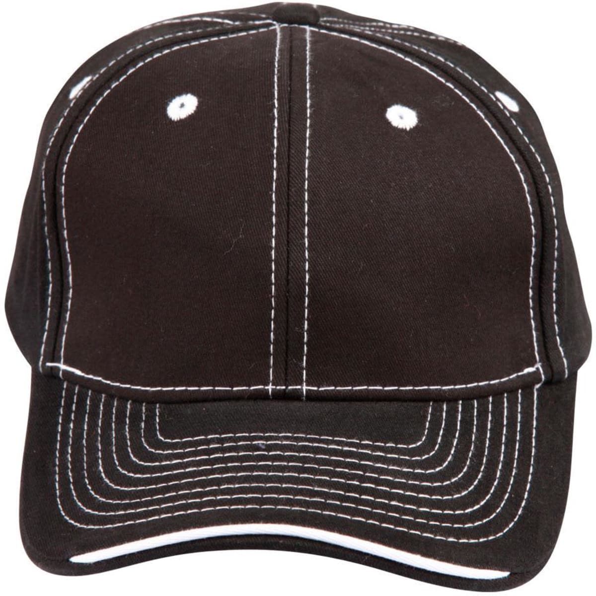 A blue cotton twill cap with contrast trim and a logo on the front. Features stitched detailing on the brim.