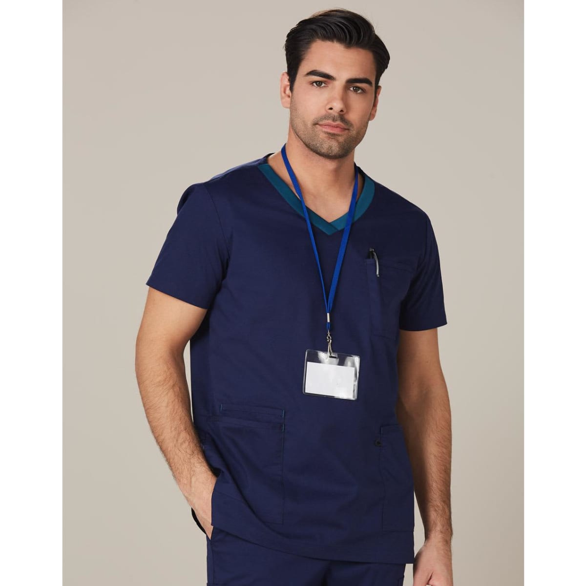 Men’s Contrast Colour S/S Scrub Top