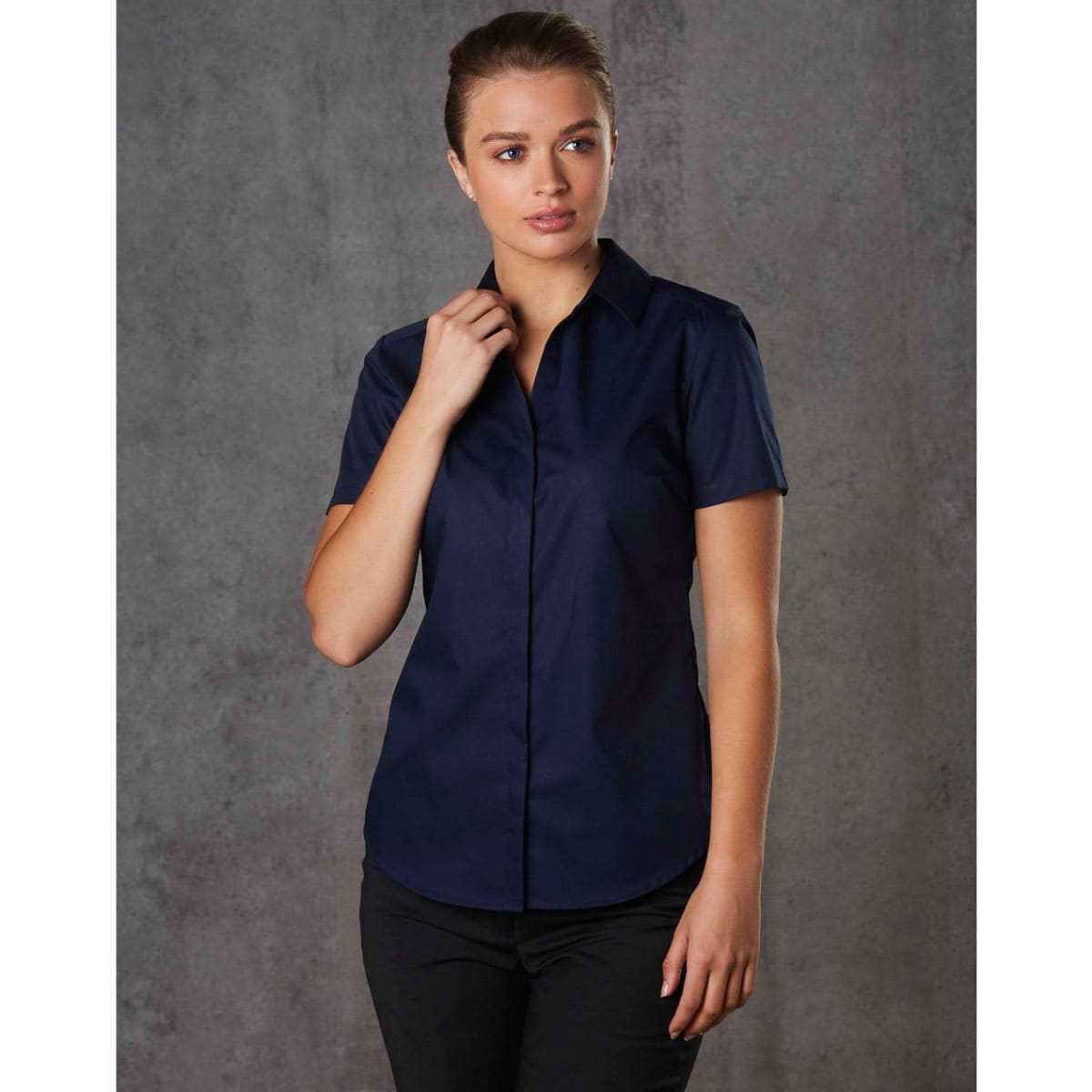 Ladies’ Dobby Striped Taped S/S Shirt