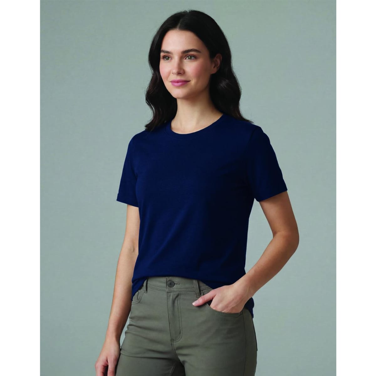 A premium cotton short-sleeve tee shirt in teal, featuring a fitted design and a logo.