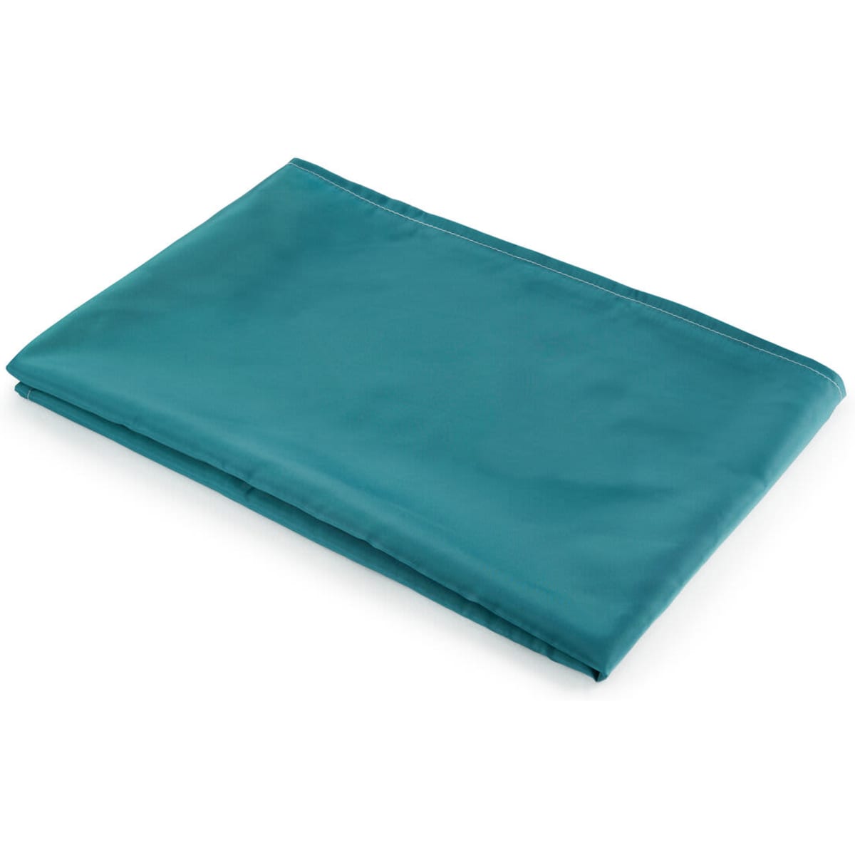 A folded green slide sheet made of smooth material, featuring a logo on one side.