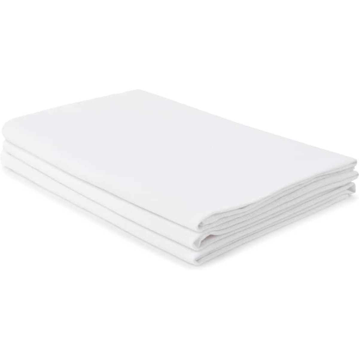 A stack of three white serviettes made from 100% polyester, 245 gsm, featuring a branding logo.